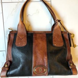 Fossil Vintage Reissue Satchel Black/Dark Brown